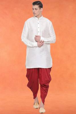 Men's art silk curved dhoti kurta set 1