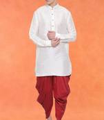 Men's art silk curved dhoti kurta set