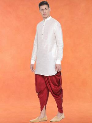 Men's art silk curved dhoti kurta set 2