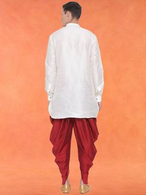 Men's art silk curved dhoti kurta set 3