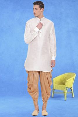 Men's art silk curved dhoti kurta set 1