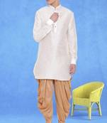 Men's art silk curved dhoti kurta set