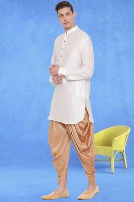 Men's art silk curved dhoti kurta set 2