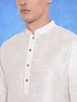 Men's art silk curved dhoti kurta set 4