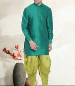 Men's art silk curved dhoti kurta set