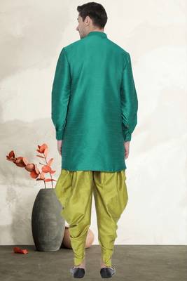 Men's art silk curved dhoti kurta set 3