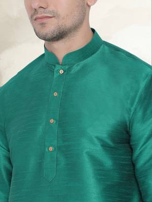 Men's art silk curved dhoti kurta set 4