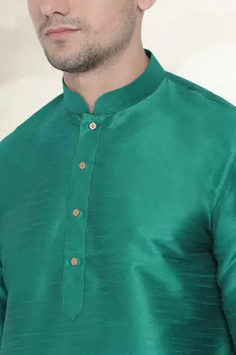 Men's art silk curved dhoti kurta set