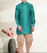 Men's art silk curved dhoti kurta set