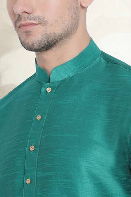 Men's art silk curved dhoti kurta set 4