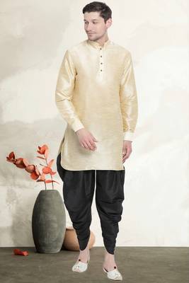 Men's art silk curved dhoti kurta set 1