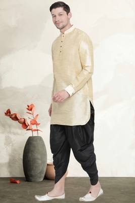 Men's art silk curved dhoti kurta set 2