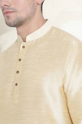 Men's art silk curved dhoti kurta set 4