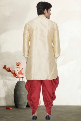 Men's art silk curved dhoti kurta set 3