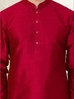 Men's art silk curved dhoti kurta set 4