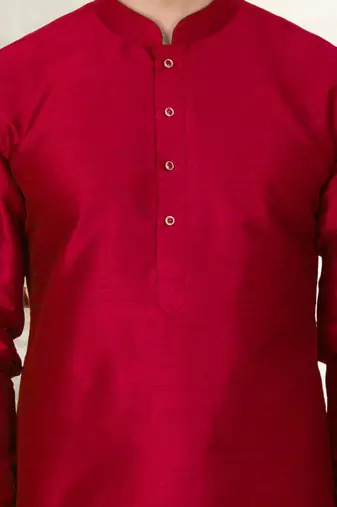 Men's art silk curved dhoti kurta set