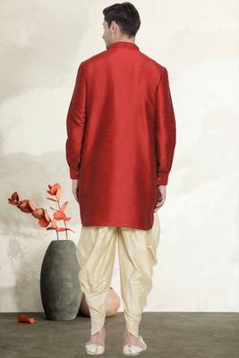Men's art silk curved dhoti kurta set 3