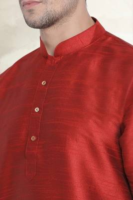 Men's art silk curved dhoti kurta set 4