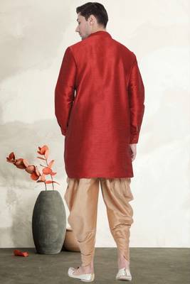 Men's art silk curved dhoti kurta set 3