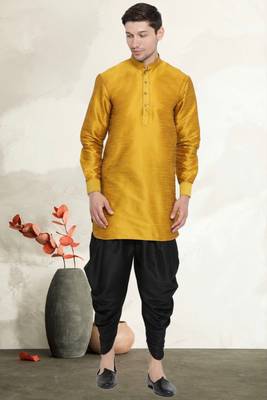 Men's art silk curved dhoti kurta set 1
