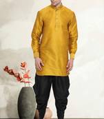 Men's art silk curved dhoti kurta set