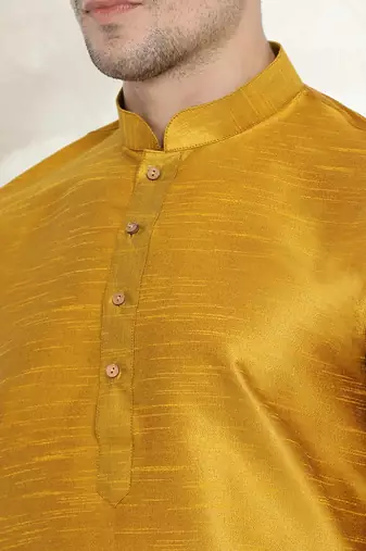 Men's art silk curved dhoti kurta set