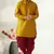 Men's art silk curved dhoti kurta set