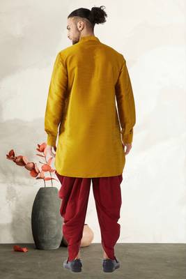 Men's art silk curved dhoti kurta set 3