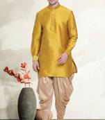 Men's art silk curved dhoti kurta set