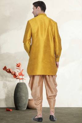 Men's art silk curved dhoti kurta set 4