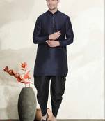 Men's art silk curved dhoti kurta set