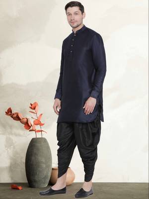 Men's art silk curved dhoti kurta set 2