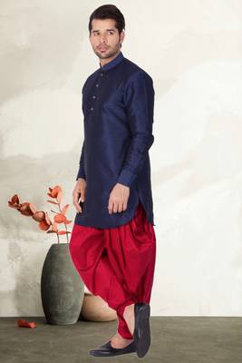 Men's art silk curved dhoti kurta set 2
