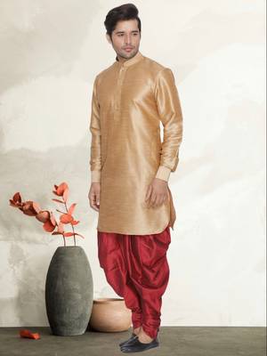 Men's art silk curved dhoti kurta set 2