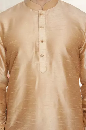 Men's art silk curved dhoti kurta set