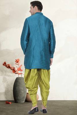 Men's art silk curved dhoti kurta set 3