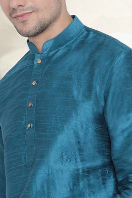 Men's art silk curved dhoti kurta set 5