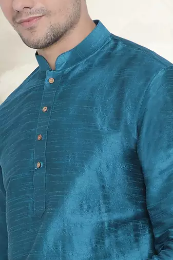 Men's art silk curved dhoti kurta set