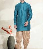 Men's art silk curved dhoti kurta set