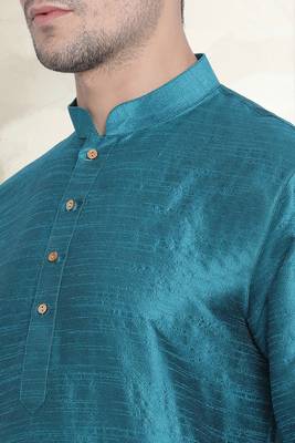 Men's art silk curved dhoti kurta set 4