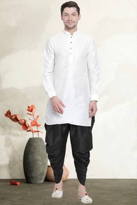 Men's art silk curved dhoti kurta set 1