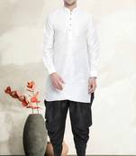 Men's art silk curved dhoti kurta set