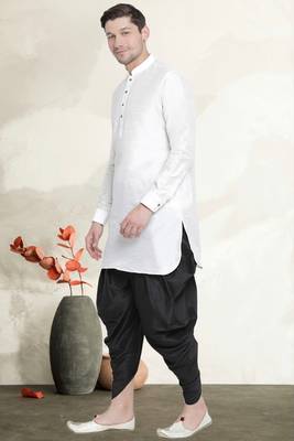 Men's art silk curved dhoti kurta set 2