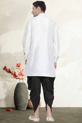 Men's art silk curved dhoti kurta set 3