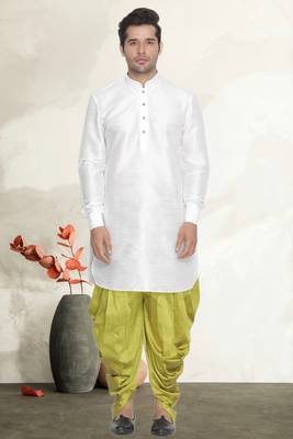 Men's art silk curved dhoti kurta set 1