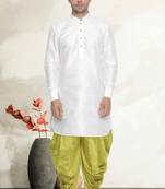 Men's art silk curved dhoti kurta set