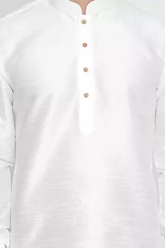 Men's art silk curved dhoti kurta set