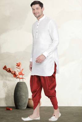 Men's art silk curved dhoti kurta set 2