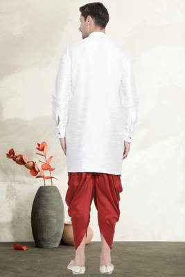 Men's art silk curved dhoti kurta set 3