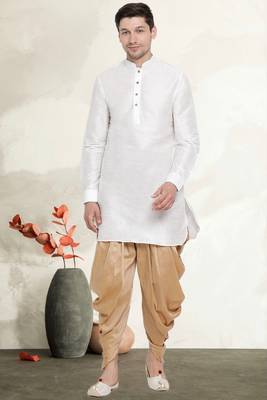 Men's art silk curved dhoti kurta set 1